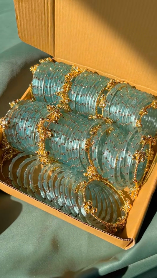 💙 Royal Aqua Crystal Bangles Set 💙